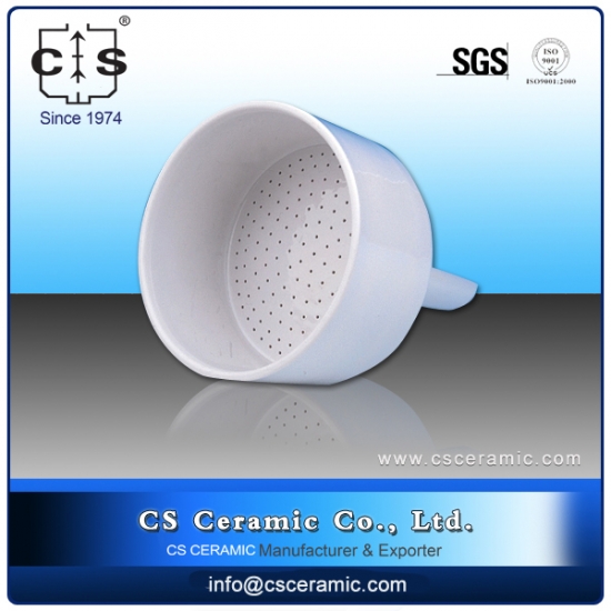 Glazed Ceramic Funnels with Perforated Filter Dise for Filtration